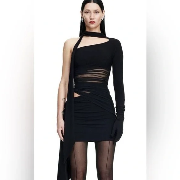NWT Mugler H&M Knot-detail One-shoulder Dress
